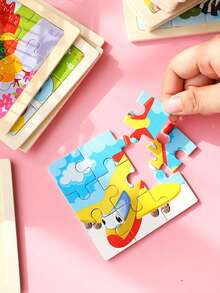 1/4/6/8/12/40片装儿童9片装木制拼图,卡通动物认知拼图套装,儿童益智玩具,恐龙、海洋动物、交通工具、昆虫系列拼图,蒙特梭利玩具,拼图游戏,儿童礼物 - 彩色 - 查看 8