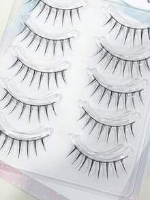 10pcs/Set Korean Style Wispy Thin False Eyelashes With Self-Adhesive Eyeliner, Transparent & Defined Look