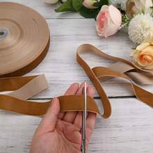 1pc 4.57m Single-Sided Non-Elastic Colorful Flocked Ribbon, Flocked Satin Ribbon, Bow DIY Clothing Christmas Decoration Ribbon (Length May Vary Due To Manual Measurement) - Size 25 Light Brown - View 4