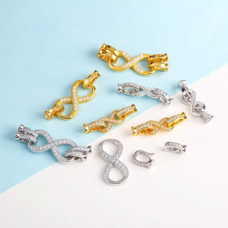 1 件黄铜首饰配件 - 镶嵌锆石钩连接器，用于项链和手链制作，DIY 配件 - 八字扣 - 查看 9