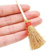 3/6/12件迷你女巫扫帚，扫帚柄，万圣节稻草工艺刷装饰巫师配件，万圣节服装角色扮演派对，迷你姜木扫帚，适合娃娃屋装饰，逼真扫帚，娃娃屋装饰，生日礼物，圣诞礼物，万圣节礼物，圣诞袜填充物，圣诞微缩场景装饰 - 彩色 - 查看 4
