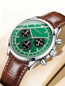 1 Stück Herren Quarzuhr, Lässig Business Klassisch mit drei Augen, gemischte Skala, runder Zifferblatt, geeignet für täglichen Gebrauch, Dekoration oder Geschenk für Freunde und Väter