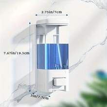 1/2个装壁挂式皂液器 - 白色 | 手动厨房/浴室防漏喷嘴容器，适用于液体/凝胶/洗发水/沐浴露/洗面奶，浴室皂液器，酒店浴室配件，现代浴室用品，厨房配件，厨房工具 - 白色 - 查看 5