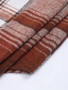 200g Retro Plaid Loose Flannel Shirt, American Casual Jacket, Lively Vibe, Casual Jacket, Cozy Knit Fabric - Brown - View 6