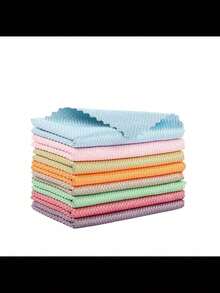 10pcs Glass Cleaning Cloths With Fish Scale Pattern, Household Cleaning Rags, Decontamination Cloths, Dish Towels, Window Wipers, No Trace, Multi-Purpose Cleaning Cloths, Cleaning Supplies, Cleaning Tools, Back To School Supplies, Kitchen, Bathroom - Multicolor - View 6