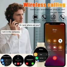 最新时尚科技设计商务运动超大1.5英寸屏幕，多种颜色和材质表带可选，全触控屏户外运动智能手表，男女通用，支持无线通话、来电提醒/拒接、消息通知、计步器、无线音乐播放、多种运动模式，适合作为生日、节日、毕业、万圣节礼物送给情侣、长辈、朋友、同学。