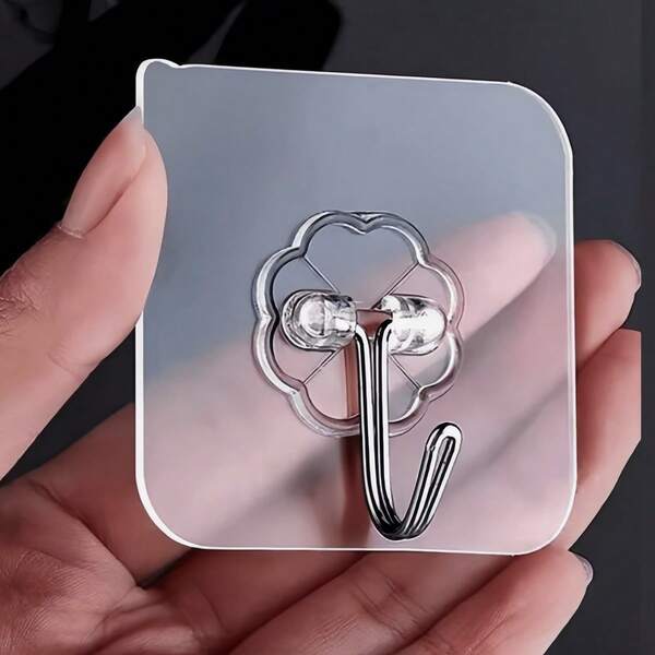 Gancho Transparente À Prova d'Água e à Prova de Umidade para Cozinha, Banheiro, Dormitório, Porta do Banheiro, Parede Traseira Autoadesiva Sem Furos, Ganchos Utilitários, Jardim, Alta Viscosidade, Não Cai Facilmente, Adequado para Ambientes Úmidos, Essencial para a Família