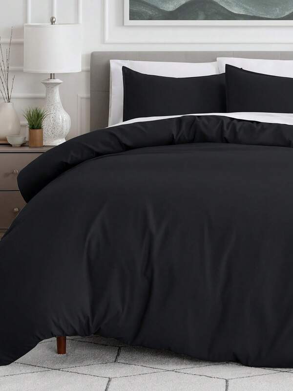 FORZZZ 2000TC Black Hotel Soft Microfiber Quilt Cover Set King Size,3 Pieces Duvet/Donna Cover Set, 1 Quilt Cover Zipper Closure & 2 X Pillowcases