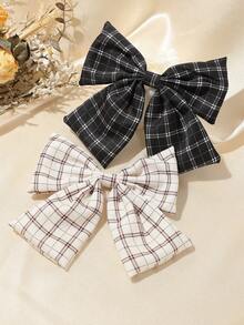 2pcs Denim Blue Bowknot Hair Clips, Retro Cute Girl Headwear, Minimalist Versatile For Daily, Outing, Date, Party, Travel, Photo Decoration,Hair Claws - Multicolor - View 5