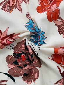 两件套女士优雅碎花雪纺连衣裙和外套套装，浪漫约会、度假春夏装扮 - 彩色 - 查看 5