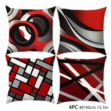 MEMNUN 4pcs 17.7*17.7in(45*45cm)/19.69*19.69in(50*50cm)/15.75*15.75in(40*40cm) Red White Gray Modern Abstract Geometric Print Polyester Pillow Covers [Pillow Insert Not Included], Home Decor Cushion Covers For Sofa, Bedroom, Car, Suitable For Daily Use Or High-End Minimalist Home Decoration - Multicolor - View 14