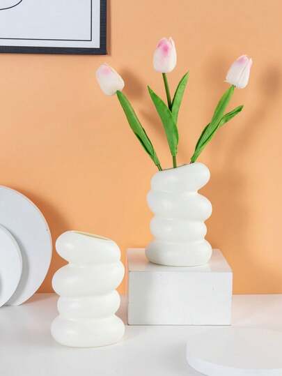 1/2pcs Plastic Flower Vase, Simple And Multi-Functional Home Decor Room Decor Glass Vase