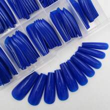 Colored Coffin Press On Nails Long Ballerina False Fake Nail Tips Full Cover Manicure Design Acrylic Nails 100pc For Women Teen FFgirls (Royal Blue){Inchcolor_nameinch:InchRoyalBlueinch} - 皇家藍 - 查看 1