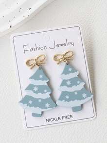 1 Pair Christmas Winter Acrylic Christmas Tree Earrings Alloy Bow Stud Earrings Personalized Elegant Cute Holiday Ear Pendants - Christmas Tree - View 4