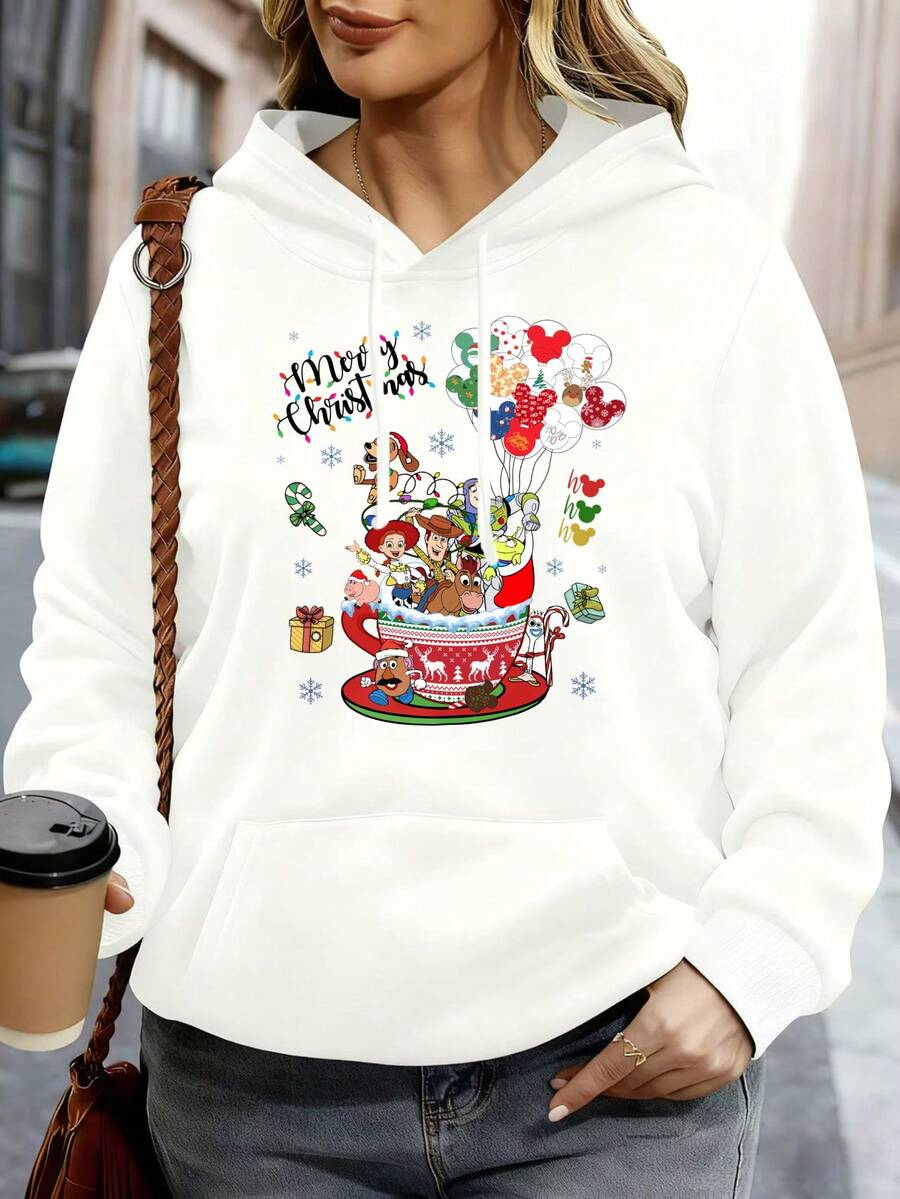 Disney Hoodie White Mickey Mouse Christmas Cup Design For Holiday Party And Casual Wear - trắng - Xem 1