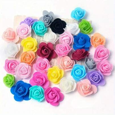 500/100Pcs Mini Foam Rose Heads, Artificial Flower Foam Fake Flower Bulk For DIY Crafts, Wedding Bouquets, Baby Shower, Centerpieces Floral Arrangements Party Tables Home Decorations