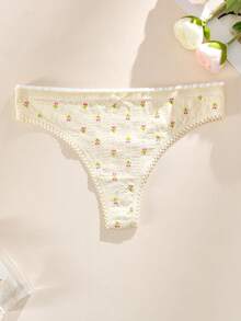 5pcs Women's Panties Set, Minimalist Cute Cotton Panties, Floral Hollow-Out Thong - Multicolor - View 7