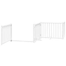 vidaXL 4-Tlg. Hundetor Mit Tür Faltbar Weiß 320 Cm Massivholz Tanne - Bianco - Visualizzare 4