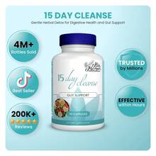 15 Day Cleanse - Gut And Colon Support | Caffeine Free | Advanced Formula With , Cascara Sagrada, & Psyllium Husk | Non-GMO | 30 Capsules - 1 Bottle - 查看 2