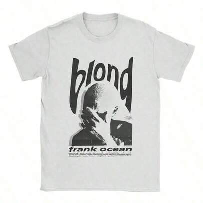 Camisetas Blond Franks Rapper Ocean Unisex de Algodón Casual Cuello Redondo Hip Hop Música Camiseta de Manga Corta Idea de Regalo de Merchandise