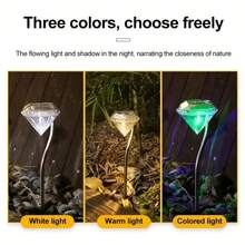 4-Pack Solar Diamond Path Light Strips With Flexible Pole - 8 Hours Of Lighting, Weather-Resistant Plastic With Nickel Batteries, IP44. Easy Semi-Recessed Installation For Gardens, Walkways, Patio Decoration, Outdoor Solar Lights, Garden Decor, Flashing Effect. - 亮光 - 查看 8