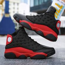 Men's Casual Sports Shoes High-Top Running Shoes Cushioning Pressure-Relieving - Đen và Đỏ - Xem 6