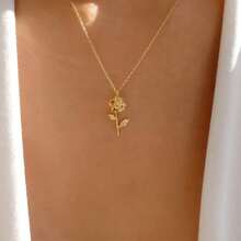 1 Piece Women's Fashion Pendant Necklace Fashionable Simple Three-Dimensional Flower Necklace For Daily Wear - Groin - View 1