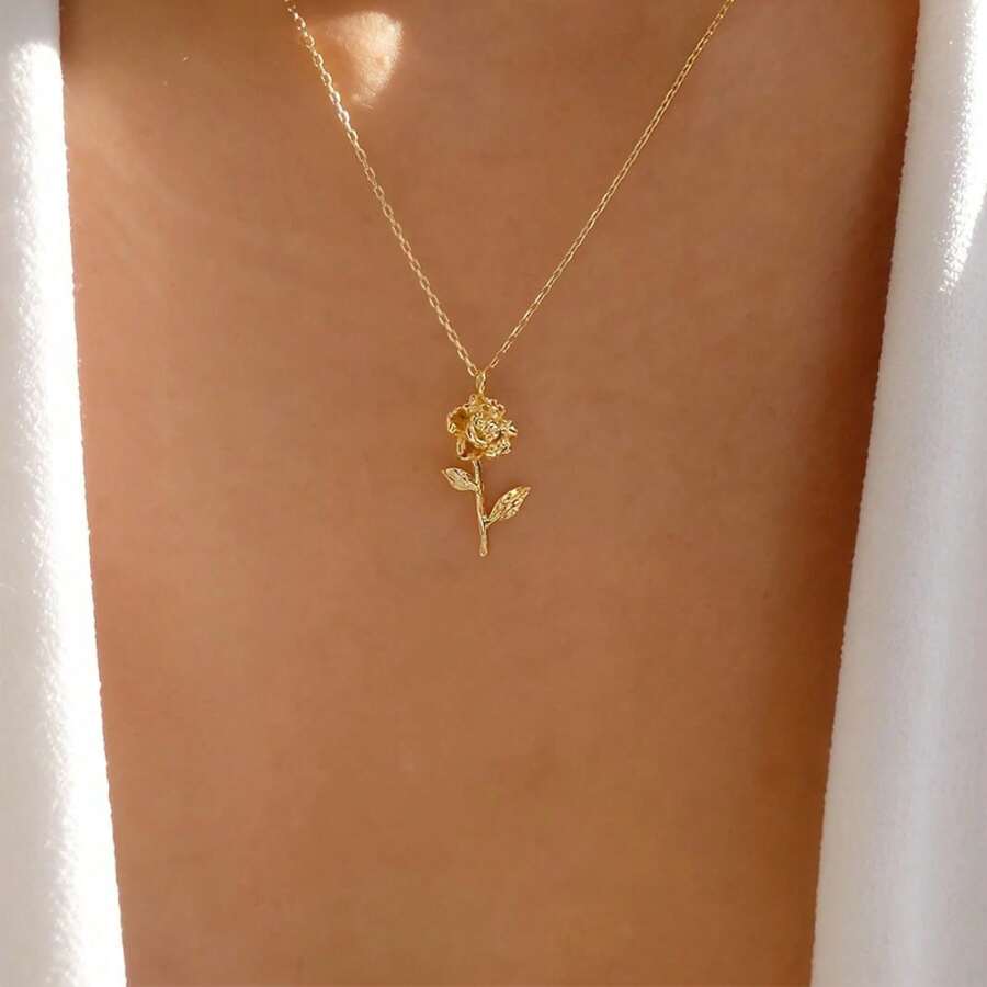 1 Piece Women's Fashion Pendant Necklace Fashionable Simple Three-Dimensional Flower Necklace For Daily Wear - Groin - View 1