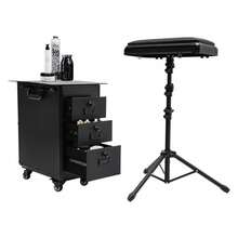 SENDERPICK Trolley per cosmetici con braccioli, trolley per tatuaggi con 3 cassetti, trolley per trucco professionale, tavolo per tatuaggi, espositore per cosmetici, attrezzatura per tatuaggi, trolley per unghie da donna con ruote - trasparente - Visualizzare 4