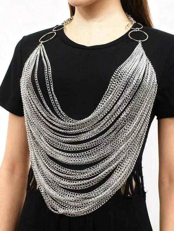 1 Piece Of Sexy Fashion Multi-Layer Chain Tassel Women's Top Chain, Suitable For Women's Sexy Underwear Accessories Wearing Attractiveness (Handmade Production May Have A 1-3cm Error). Sexy Lingerie Accessories, Halloween, Christmas, Valentine's Day, For Dates, Party, Date