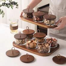 choxila 1pc Glass-Covered Dessert Dish With Lid, Nut Dish, Dessert Bowl, Dessert Cover, Japanese-Style Glass Storage Container With Lid, Serving Tray, Snack Tray – Suitable For Living Room/Dining Room/Office/Cafe/Restaurant. Perfect For Storing Dried Fruits/Nuts/Tea/Coffee Beans/Fruits/Snacks - Dessert Plate - View 8