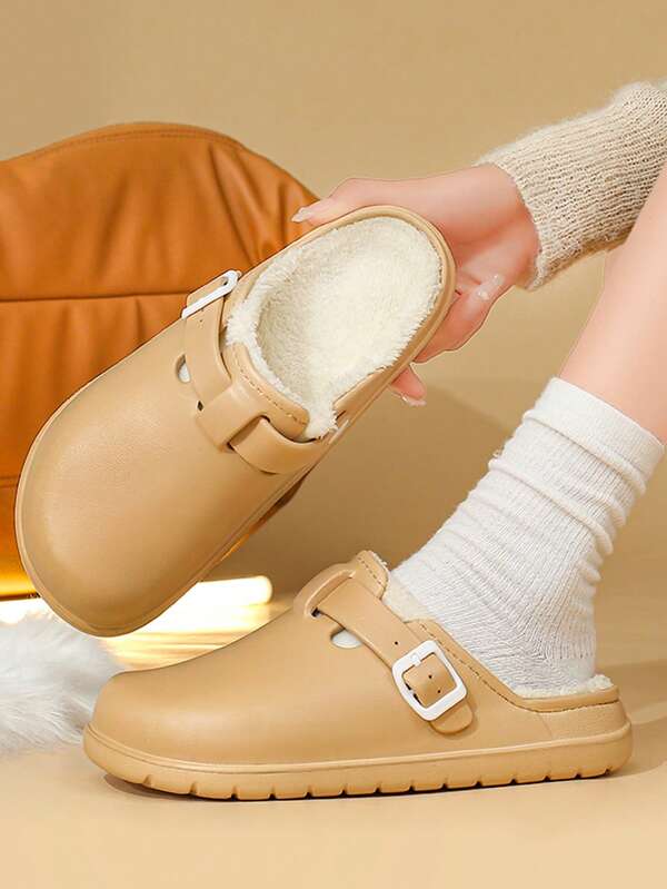 Pantuflas de material EVA para parejas con forro suave y cálido, aptas para uso interior y exterior en invierno, unisex