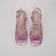 Women's Strappy Sandals Women 2.5-Inch Block Heel Tie Strap Square Toe Casual Comfortable Summer Shoes - 粉色 - 查看 14