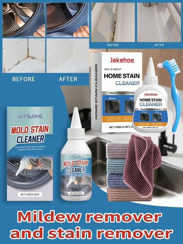 JAYSUING Gel de limpieza para eliminar manchas de moho - El removedor de moho puede eliminar rápidamente el moho e inhibir su reaparición. Es adecuado para azulejos de cocina y baño, juntas de goma de refrigeradores y lavadoras, tiras de goma de refrigeradores, juntas de azulejos, la parte inferior del inodoro, cepillos de dientes eléctricos y dispositivos de limpieza facial.