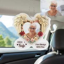 2D Acrylic Personalized Car Hanging Ornament, Custom Photo Decoration - "I'll Be With You Forever", Customized Rear View Mirror Accessory, Personalized Commemorative Car Charm Gift For Loved Ones - Multicolor - View 4