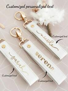 定制真皮钥匙扣，独特定制姓名/电话号码标签，个性化钥匙链，防丢，复古风格钥匙扣，适合送给男女朋友、家人，情人节、圣诞节、父亲节、伴郎礼物，个性化腕带钥匙扣 - 彩色 - 查看 2