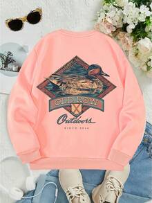 Bird Pattern, Double-Sided Printing, Children's Long-Sleeved Round-Neck Sportswear, Elastic Fabric, Machine Washable, Autumn And Winter Casual Wear, Warm And Not Stuffy, The Best Gift For Children, Multiple Colors Available - 粉色 - 查看 4