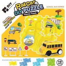 DIY拼图玩具车轨道：跨境智能设计，亲子互动、认知发展和冒险游戏的理想之选——互动社交活动的必备品，男女皆宜——畅销热销产品——送给朋友、生日、圣诞节的完美礼物 - 彩色 - 查看 9