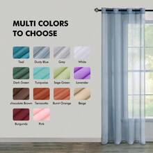 CurtainsMIULEE 2 paneles de cortinas semitransparentes de color azul polvoriento de 84 pulgadas de largo elegantes ojales en la parte superior cortinas de gasa/tratamiento de lino texturizado paraCurtains - AzulOscuro - Ver 2