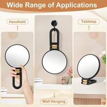 1pc 50X/40X/30X Handheld Magnifier, Double-Sided Mirror + Tweezers, 1X/40X Zoom, 360° Adjustable Handle, Foldable Travel Makeup Mirror, Handheld & Stand Design, Portable For Travel, Suitable For Daily Makeup, Shaving, Eyebrow Grooming, Great Gift - Multicolor - View 7