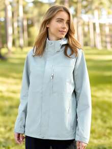 女士户外三合一防风保暖内衬夹克，滑雪服