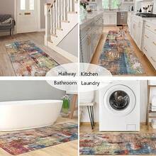 Famibay - Alfombra de pasillo de 2 x 6 pies moderna abstracta con respaldo de goma lavable antideslizante de pelo bajo suave para pasillo entrada baño recámara rojo/multi - 2x6 pies - Ver 7