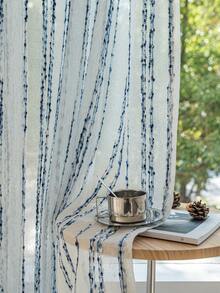 1件波西米亚彩虹糖果条纹刺绣薄纱窗帘，杆袋式设计，易于悬挂，柔软涤纶面料，彩虹条纹刺绣，多种尺寸可选，适合不同场景，适用于卧室、浴室、客厅、厨房、办公室、家居装饰。 - 彩色 - 查看 6