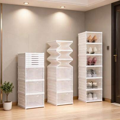 1pc Modular Shoe Storage Rack, Helps Organize Shoes, Suitable For Entryway, Bedroom Corner To Solve Shoe Clutter; Ideal For Apartment Dwellers And Small Homes To Save Space; Also Fits In Closets To Enhance Storage Tidiness, Transparent Design Allows Quick Shoe Retrieval.