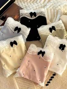 6-Piece Set Of Women's Lace Bow Polka Dot Comfortable, Cute, And Sexy Panties, Colors Randomly Selected - 混合色 - 查看 9
