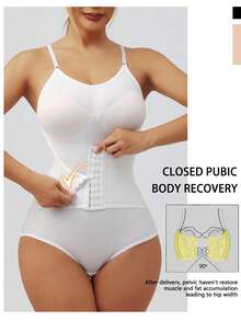 1pc High Waist Snap Closure Shapewear Bodysuit, Tummy Control Waist Cincher, Butt Lifter, Body Shaper For Women - Black - View 7