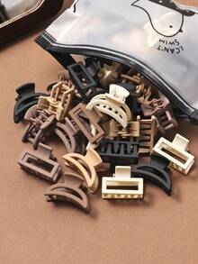 20 件小咖啡色方形和月亮图案发夹，适合女孩（颜色随机）夏季发夹发夹发夹发夹接发夹，学校用品，学院秋冬发夹发饰，适合女士度假装扮 - 彩色 - 查看 5