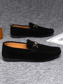 1 双男士乐福鞋，2025 新款套脚休闲驾车鞋，透气软底，纯色布面鞋，平底防滑，正式商务轻便莫卡辛鞋（尺码偏小，建议选大一码） - 黑色 - 查看 6