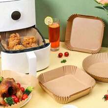 50/100pcs Air Fryer, Paper Air Fryer Liner, Paper Basket Bowl, Homemade Sweets, Family Gatherings, Party Events, Kitchen And Bakery, Baking Pan, Oven Accessories, Baking Tools, Kitchen Gadgets, Kitchen Accessories Back To School Round And Square Randomly Shipped - Nhiều màu - Xem 3