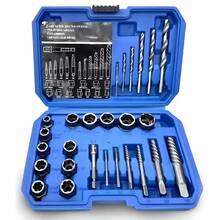 Juego de 26 piezas de extractores de tornillos y juego de brocas izquierdas, con adaptador hexagonal, herramienta de extracción de tornillos fácil de quitar para pernos pelados, dañados, oxidados - Plateado - Ver 1